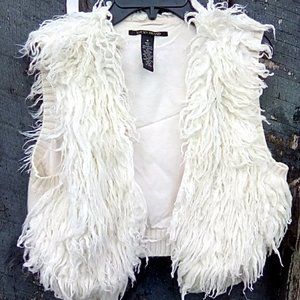 Lucky Brand Faux fur Boho vest White size Medium
